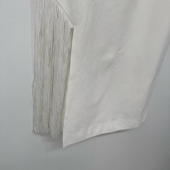 NWT Dress The Population Rory Dress Women's Size S Off White Midi Sheath Fringe - Picture 5 of 12